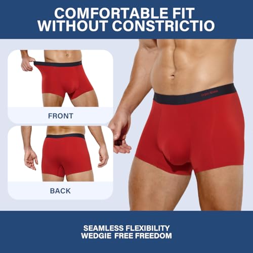 Arjen Kroos Men's Trunks Seamless Underwear Sexy Ultra-Soft Ice Silk Boxer Briefs with 3D Lined Pouch3