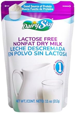 DairySky Lactose Free Milk Powder 11 Oz - Non GMO Fat Free Powdered Milk for Baking & Coffee, Kosher with Protein & Calcium, Great Substitute for Liquid Milk, RBST Hormone - Free - 1 Pack