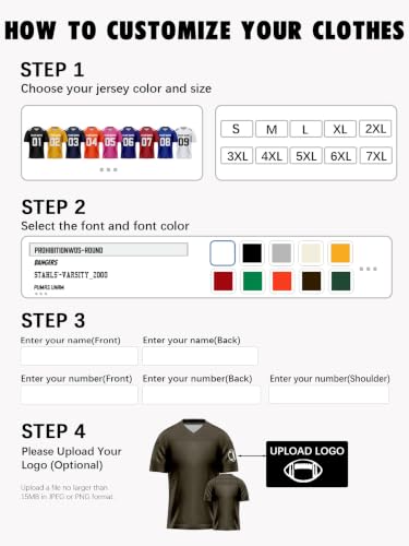 Image of Custom Replica Football Jersey with Name Number Logo