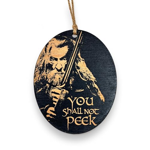 Ornament Custom - You Shall Not Peek - Painted Wood 4x3in (Black (Qty 2))