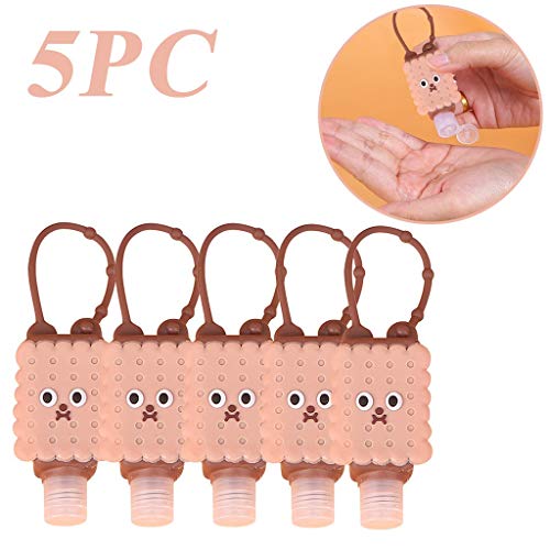 Preisvergleich Produktbild Fenverk 5 PCS Kinder Tragbare Silikon Flaschen Reiseflaschen Set für Handwaschflüssigkeit Wiederverwendbar Spender Nachfüllbare Leere Containers Liquid Armband-Handspender 30ml