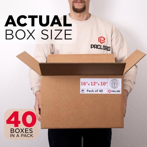 Image of Medium Moving Cardboard Boxes 16 inchL x 12 inchW x 10 inchH (Pack of 40) - USA-Made Packing Boxes for Moving, Shipping, or Storage - USPS, UPS, FedEx Approved - Professional Packing Supplies | USA-Made Packing Boxes for Moving, Shipping, or Storage - USPS, UPS, FedEx Approved - Professional Packing Supplies