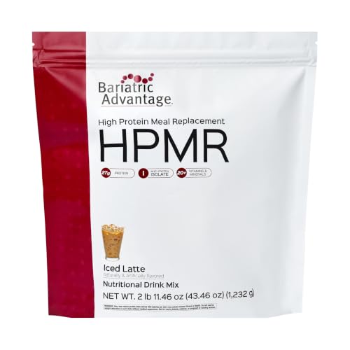 Bariatric Advantage High Protein Meal Replacement Drink Mix - Protein Powder Whey Isolate for Gastric Bypass & Sleeve Gastrectomy Patients - 28 Servings with 27 g Protein - Iced Latte - 44.44 oz