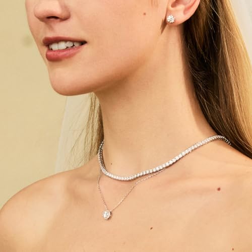 Agvana Elegant Light 0.6-2 Ct. Tw. Lab-Grown Diamond 6-Prong Stud Earrings in Sterling Silver (D-E Color, VS Clarity) Fine Jewelry Mothers Day Gifts for Women Mom Anniversary Birthday Gifts for Her2