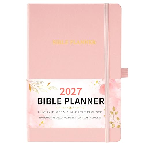 2027 Planner - Christian Planner 2027 Weekly and Monthly, Jan.2027 - Dec.2027, Bible Journal, 8.37" x 5.75", 2027 Christian Planner for Women with Leather Hardcover, Pen Holder, Pocket