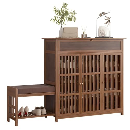 Meuble à chaussures en bambou durable et banc de rangement haut de gamme