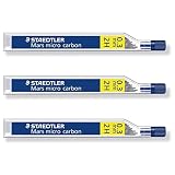(250 03-2H) STAEDTLER-Lote de 3 paquetes de 12 minas Mars micro carbon 0,3 mm, 2H