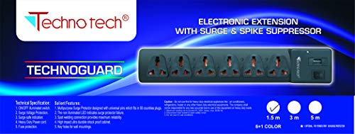 Technotech Power Guard 6 A DPDT Switch and Fuse-Line and Neutral Both Control with on/Off Button (1.5 m) (TTC119)