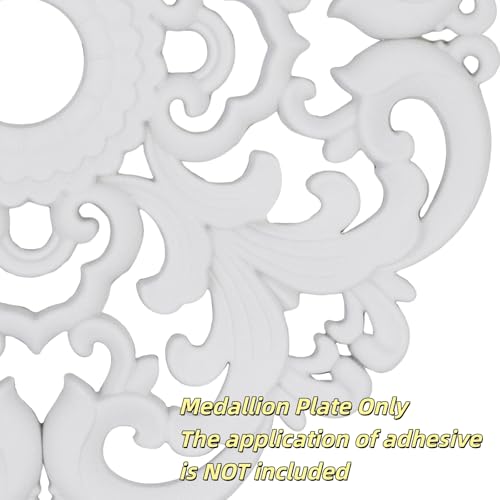 Image of Ceiling Medallion 2Pcs, 12 x 1.57 Inches, White ABS | Whole Circle, Fits 1.57 Inch Canopy, European Vintage Carving, Decor For Chandeliers & Ceiling Fans, Made of Plastic