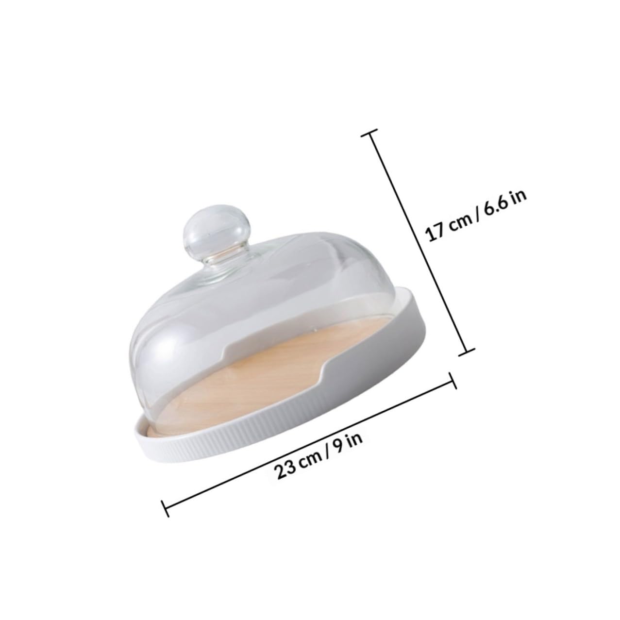 Veemoon Plateau en Bois avec Couvercle en Verre pour Gâteau, Solide et Facile à Ranger, Set 1 Pièce avec Poignée, pour Présentation et Pâtisserie