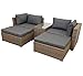 KMH®, großes naturfarbenes Polyrattan Lounge-Set Gartensitzgruppe Esstisch Sofa München inklusive Auflagen und Kissen (#106109)