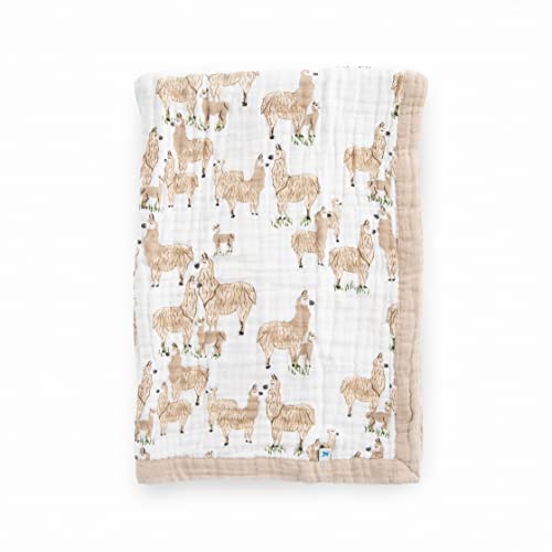 Image of Little Unicorn Newborn Receiving Quilt | Ultra- Soft, Multi-Layered Muslin Fabric | Gift for Newborns & on-The-go (Llama Llama)