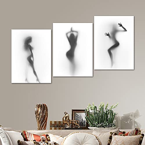 3 Pieces Sexy Nude Girl Wall Art Sexy Naked Women in the Shower Sexy Posters for Women Canvas Painting Artwork Framed Sexy Wall Art for Bedroom Ready to Hang-12 inch x 16 inch x 3pcs