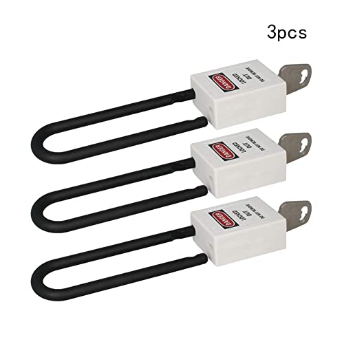 Image of Lockout Tagout Locks Safety Padlock Loto Locks Keyed Alike PA Lock Out Tag Out Steel Shackle Small Luggage Padlocks White 3PCS