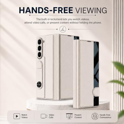 Image of TechTrendz Case for Samsung Galaxy Z Fold 8 Ultra Stand Case with Pen Slot, Flip Electroplated Shockproof Glass Hybrid Leather Flip Cover for Z Fold 8 Ultra Back Cover (Titanium Grey)