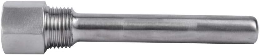 Stainless Steel Thermowell 1/2" NPT Threads, 120mm Thermopocket for Fast Ferment Thermometer Stainless Steel Thermometer, FasterFerment Accessories