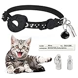 Katzenhalsband mit Wasserdichter AirTag Halterun,Reflektierendes Halsband katze Katzenhalsband mit Sicherheitsverschluss Kompatibel mit Apple Airtag Für Kätzchen Welpen Verstellbare Länge 20-33 cm.