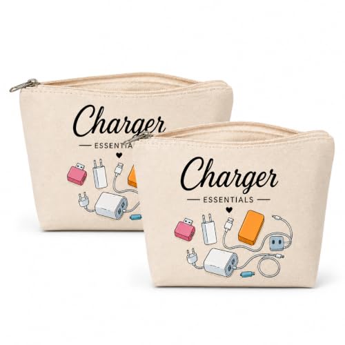 Image of DRUDRAYA Canvas Charger Pouch | Printed Storage Zipper Bag (Pack of 2)