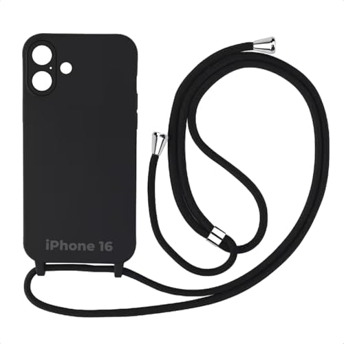 Case Capa Capinha Facility Com Cordão Alça Para iPhone 16 (Preto)