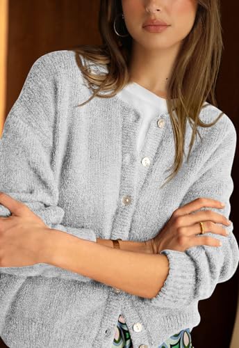 Image of PRETTYGARDEN Long Sleeve Crewneck Button Down Womens Sweaters Fall Open Front Chunky Cardigan Sweaters for Women 2026