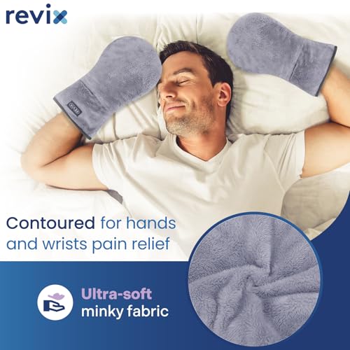 Image of REVIX Heated Mitts for Hand Therapy, Microwavable Hand Warmer for Women and Men, Microwavable Therapy Mittens Unscented Hands Muff | Soft Hand Warmer Mittens with Moist Heat Therapy, Reusable Microwave Heating Comfort for Fingers, Hands and Wrists, 1 Pair