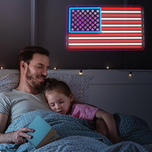 Image of USA Neon Signs for Wall Decor，Led Neon Light for Man Cave、Bedroom、Garage，Christmas Birthday Party Gifts