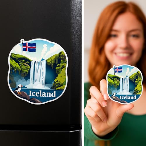 Image of Naxon Iceland Country Theme Souvenir Fridge Magnet - 3x3 Inch Stylish Refrigerator Magnet for Kitchen & Home Decor | Travel Souvenir Gift from Iceland | Fridge Decoration Magnet | Pack of 1