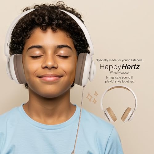 Image of FINGERS HappyHertz Wired Headphones for Kids (85 dB Volume Limit Safe Sound, Super-Soft Cushions, Foldable Design, Tangle-Free Cable, Perfect for Music, Learning & Fun) - Caramel Beige