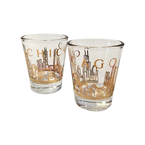 Chicago Gold Skyline Shot Glasses - Set of 2