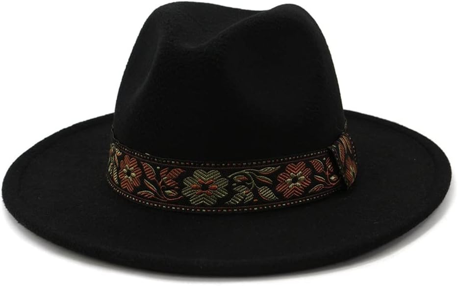 JSEIAJB Men Wool Fedora Hat Lady Winter Autumn Wide Brim Panama Sombrero Cap Woolen Vintage Trilby
