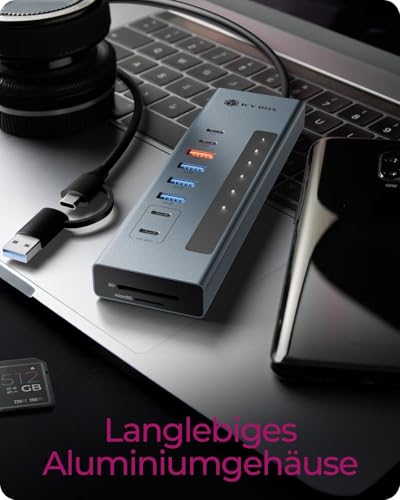 Hub USB-C 11 en 1 ICY Box boîtier robuste avec Power Delivery 100W