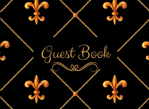 Wedding Guest Book Unlined: Black and Gold GuestBook for Newly Wed Mr. and Mrs. Visitors to Sign In Greetings and Messages