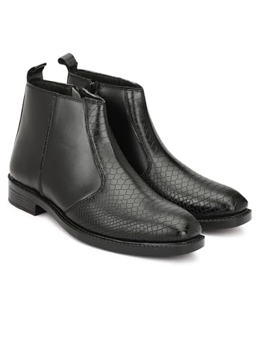 Image of HERMIZ Men's Chelsea Boots | Handcrafted | High Ankle Boot| Comfortable Formal Office Casual Wear Shoes