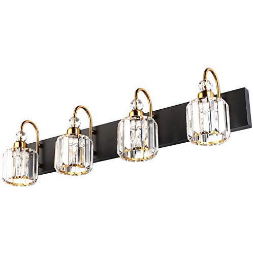 Ralbay LED Modern Vanity Lights Fixtures 4 Lights Black Vanity Lights