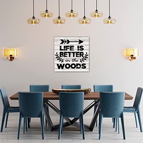 Plaque en bois déco moderne rétro maison 40x40 cm - 5