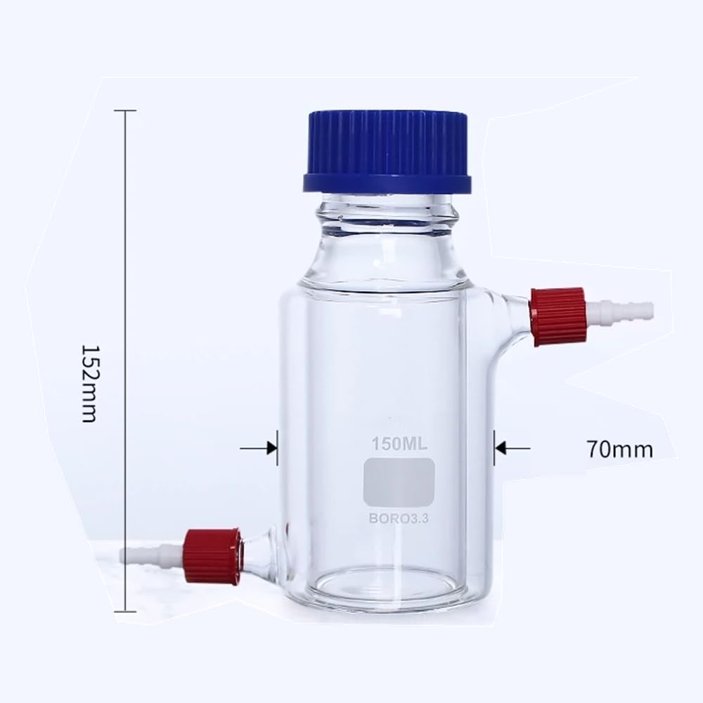 Botella agitadora de vidrio de borosilicato de doble capa - Reactor agitador magnético con boquillas roscadas(1000ml)