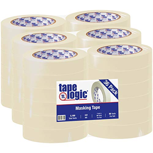 Image of Aviditi Tape Logic 1 Inch x 60 Yards, Removable Easy Tear Masking Tape, Natural, (Pack of 36) - Great for Home, Office, Painting, Labeling, Arts and Crafts (T9352200)