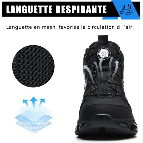 PAQOZKC Chaussures de Sécurité Montante Basket de Securite C21/Noir 43 – vue 3