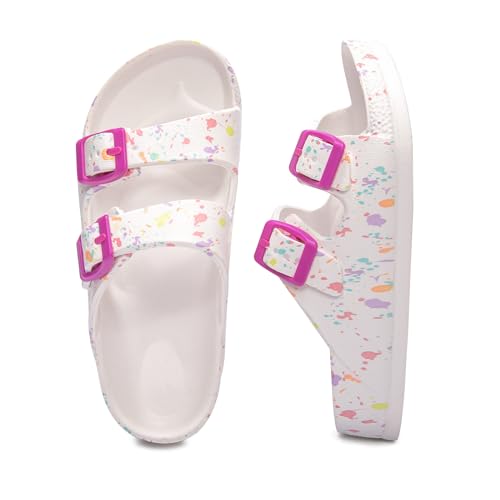 Image of FUNKYMONKEY Kids EVA Slides Waterproof Slip-on Pool Sandals for Boys Girls | Lightweight Plastic Sandals with Adjustable Double Buckle, Boys Girls Comfortable Non-slip Summer Shoes for Beach, Daily Wear