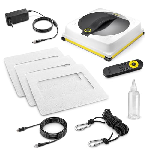 KÄRCHER Robot limpiacristales RCW 4 Extra+, Limpieza automática de Ventanas, Cable de Seguridad y batería de Emergencia, 2,5 min/m², depósito: 150 ml, 5 Modos, Cable: 5 m, 6 paños de Limpieza