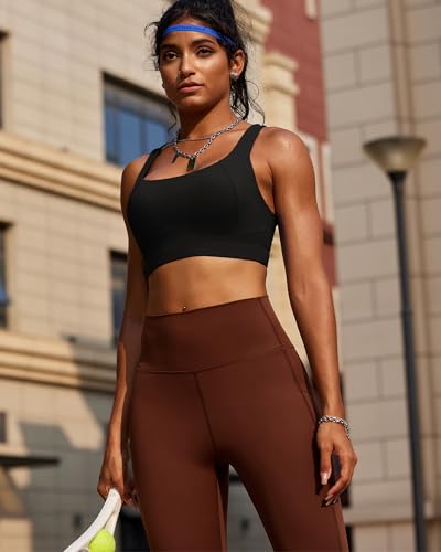 RUNNING GIRL Sports Bras for Women High Support,Racerback High Impact Grey Sports Bra Moulded Cup Workout Bra Push up2