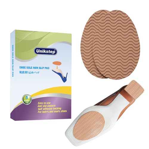 UNIKSTEP 5 pares de agarres antideslizantes para suela de zapato, almohadillas de goma autoadhesivas antideslizantes con diseño ondulado, protectores para la parte inferior del zapato y el talón