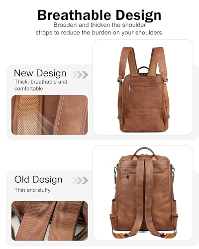 FADEON Leather Laptop Backpack for Women