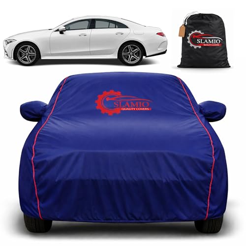 Image of Premium 100% Waterproof Car Cover for Mercedes CLS Model | All-Weather, UV & Dust Protection | Heavy-Duty 3-Layer Fabric | Custom Fit with Mirror & Antenna Pockets | Navy Blue