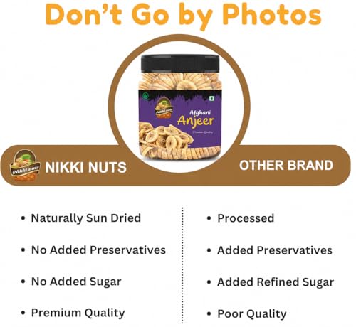 Image of NIKKI NUTSS Premium Afghani anjeers Dry Fruit 500 Gram | Natural Figs & Dried Fig Rich in Vitamins, Fiber, Calcium & Iron Ideal for Healthy Snacking Dieting & Breakfast Non-GMO, Low Fat 500 Gram
