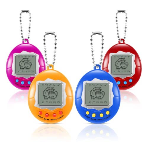 Virtual Electronic Digital Pet Keychain Game Digital Game Keychain Nostalgic Virtual Digital Pet Retro Handheld Electronic Game Machine with Keychain for Boys Girls 4 Pieces