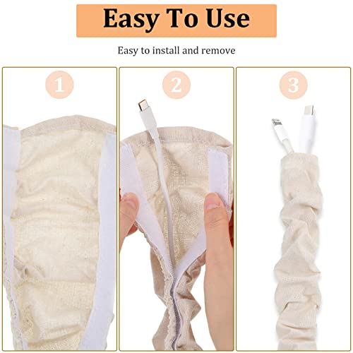 4 Pcs Fabric Cord Cover 6 Feet and 4 Feet Chain Cable Sleeve Chandelier Lighting Wire Cord Cover for Lamps Light Fixtures Lighting Wires Cable Management - Thumbnail 3