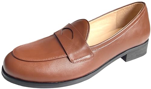Image of Justar Men's Leather Penny Loafers Slip-On Tuxedo Dress Shoes Belgian for Business Casual Office