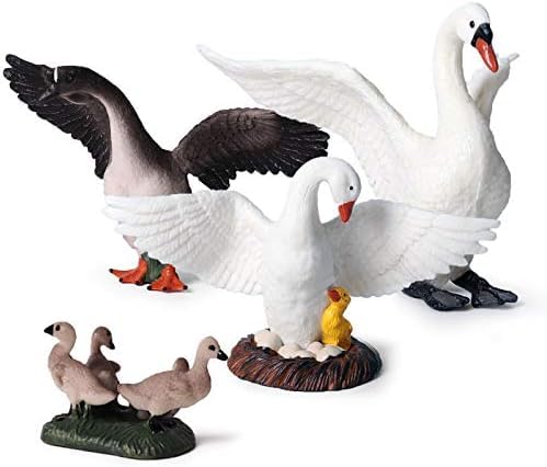 TERRIFI4PCS Goose White Swan Chicken Duck Farm Animals Figures, Simulated Farm Life Realistic Plastic Animals for Collection Educational Props Duck Toy Figurine for Kids Toddlers