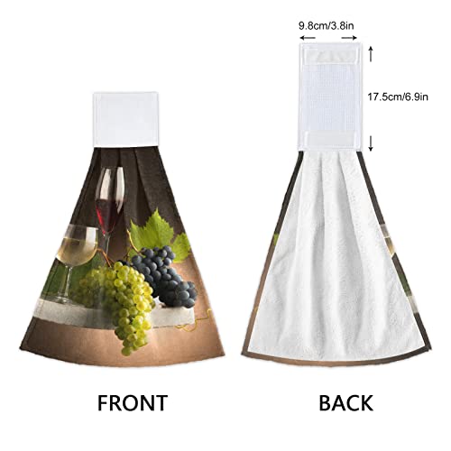 Boccsty Wine Glasses Hanging Kitchen Towels 2 Pieces Grapes Fruits Dish Cloth Tie Towels Hand Towel Tea Bar Towels For Bathroom Farmhous Housewarming Tabletop Home #TOP3